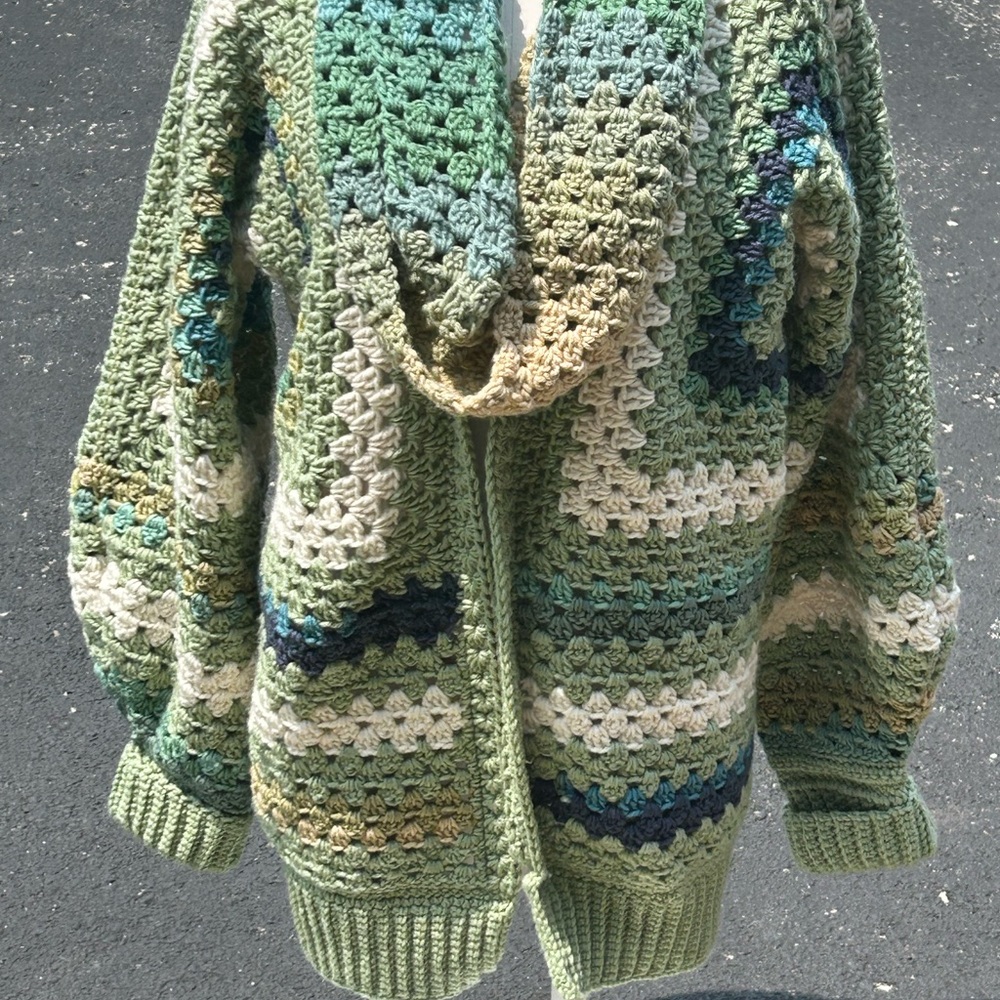 Green&Blue Women’s Cardigan&Infinity Scarf - Picture 2 of 7